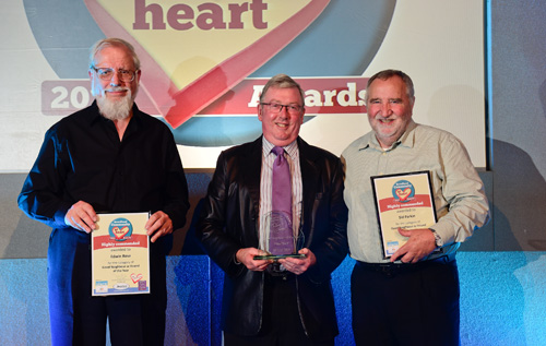 Edwin Rose (left), with the other runner-up Sid Parkin (right), and Mike Ellard (centre), winner of the Good Neighbour or Friend of the Year award
