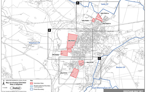 Above and below: six sites have been submitted in Reepham as part of the Greater Norwich Local Plan