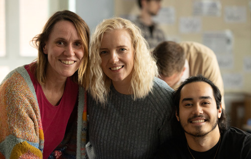Behind the scenes during filming for The Secret Folk Dancer in Reepham in October. Left to right: producer Lesley van Dijk, director Teele Dunkley and actor Kim-Michael Last. Photo: Jamie Bird