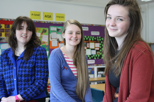 The three successful Cambridge candidates (left to right): Hester Fox, Jessica Cameron-Heffer and Maria Seago