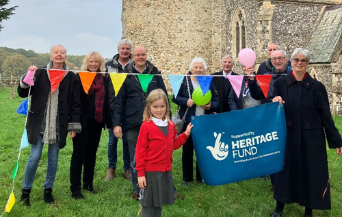 Haveringland residents celebrating their lottery heritage fund application success for repairs and improvements to St Peter's Church. Photos: Haveringland Parochial Church Council/Nigel Boldero and Christopher Mander