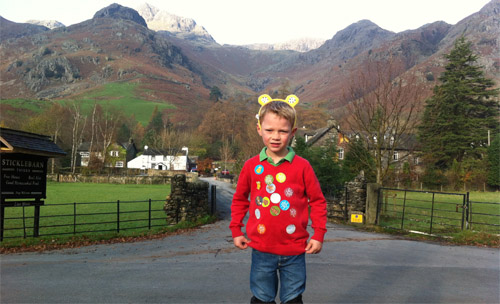 Jack Greves at the start of his 2011 ascent of Stickle Tarn in the Lake District to raise money for BBC Children in Need