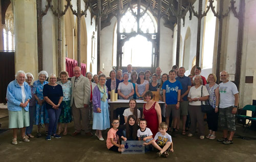 Worshippers at St Agnes' Cawston celebrating the Heritage Lottery Fund award. Photos: submitted.