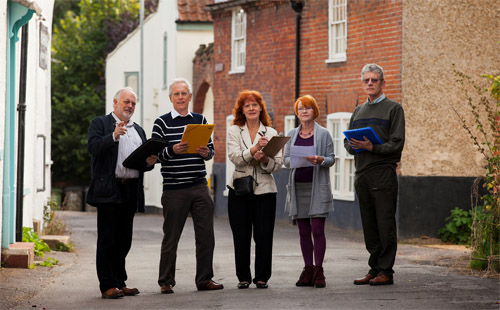 Volunteers in Broadland have been successfully surveying and identifying Grade II buildings at risk: (left to right) Mike Cowdrey, Tim Praill, Judith Havens, Ann Buck and Tony Shaw. Photo: English Heritage