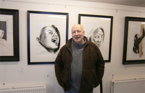 Phil Daniels in his Maverick Gallery, Cawston, where he works on wildlife paintings and his latest series, Emotional Connections: My task is to make people look hard at the image, feel what is felt and translate that into a word that describes it.