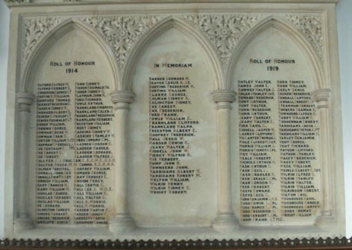 The First World War memorial in St Michael's, Reepham
