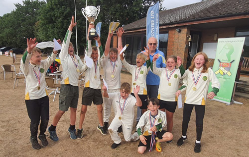 The victorious U11s side after winning the Norfolk Cricket League Softball Competition in 2022. 