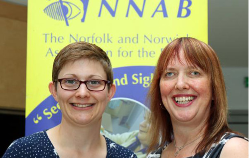 Norfolk and Norwich Association for the Blind volunteer co-ordinators Rachael Green (left) and Penny Parker