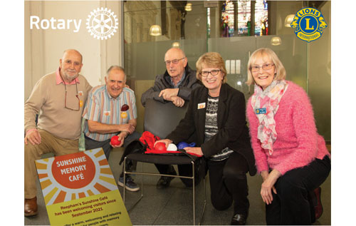 Left to right: Peter Williams and John Pickering of Reepham Rotary; Barry Howes, Brenda Gostling and Ann Graham of Reepham Lions. Photo: John Tym