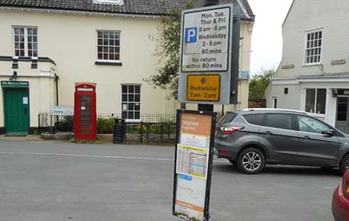 Reepham has a limited bus service ' the bus stop in Market Place. Photo: Richard Taylor