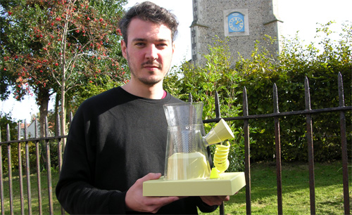 Matthew Plummer-Fernandez of Goldsmiths, University of London, with one of theEnergy Babbles being installed in Reepham