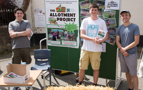 Reepham High School's allotment project team spreading their message in the Market Place