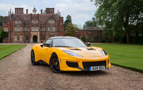 The new Lotus Evora 400 pictured outside Heydon Hall. Photo: Lotus Cars
