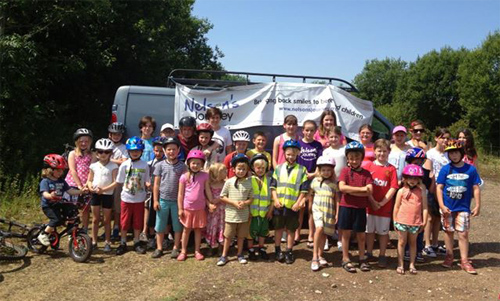 The children who took part in the Family Bike Ride