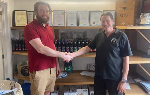 Ivan Browne (left), the new owner of Panther Brewery, and former owner Martin James. Photo: Panther Brewery