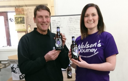 Panther Brewery owner Martin James and Nelson's Journey funding manager Sophie Berry