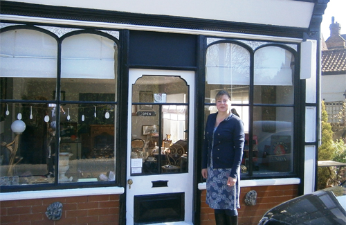 The new Rococo Loco shop-front in the former Virginia's Workbox premises on Norwich Road ' owner and proprietor Andrea Gosling waiting for new signage
