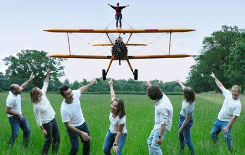 Left to right: Prospective wing walkers Simon Nelson, Sara Ellis, Steve Hopkins, Kate King, Mike Smith, Anna Hill and Jason Greves. Also taking part are Jeremy Buxton, Amadu Sowe and Jon Beverley.